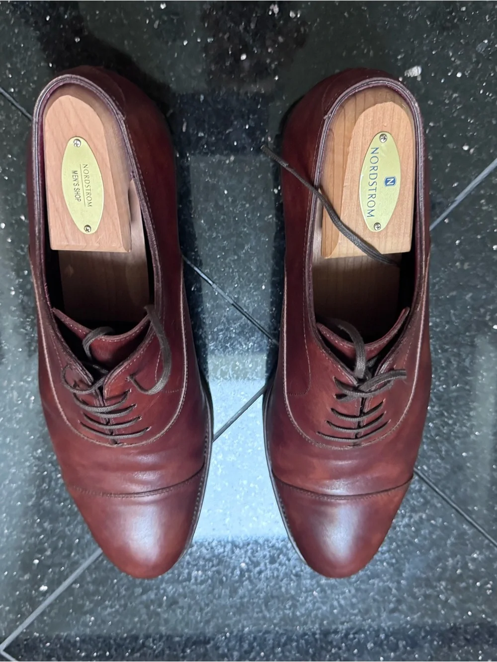Cobbler Union Men's Museum Cognac Leather Cap-Toe Oxford Dress Shoes Size 9